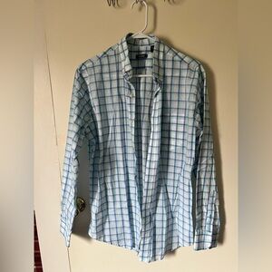 Izod Light Blue and White Checkered Shirt med